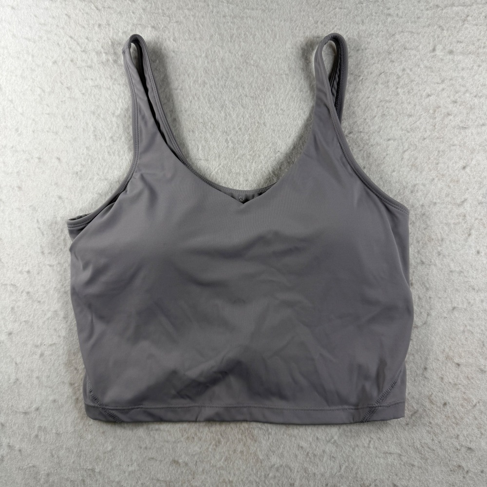 Unbranded Gray V-Neck Athletic Crop Top Sports Bra Tank Medium